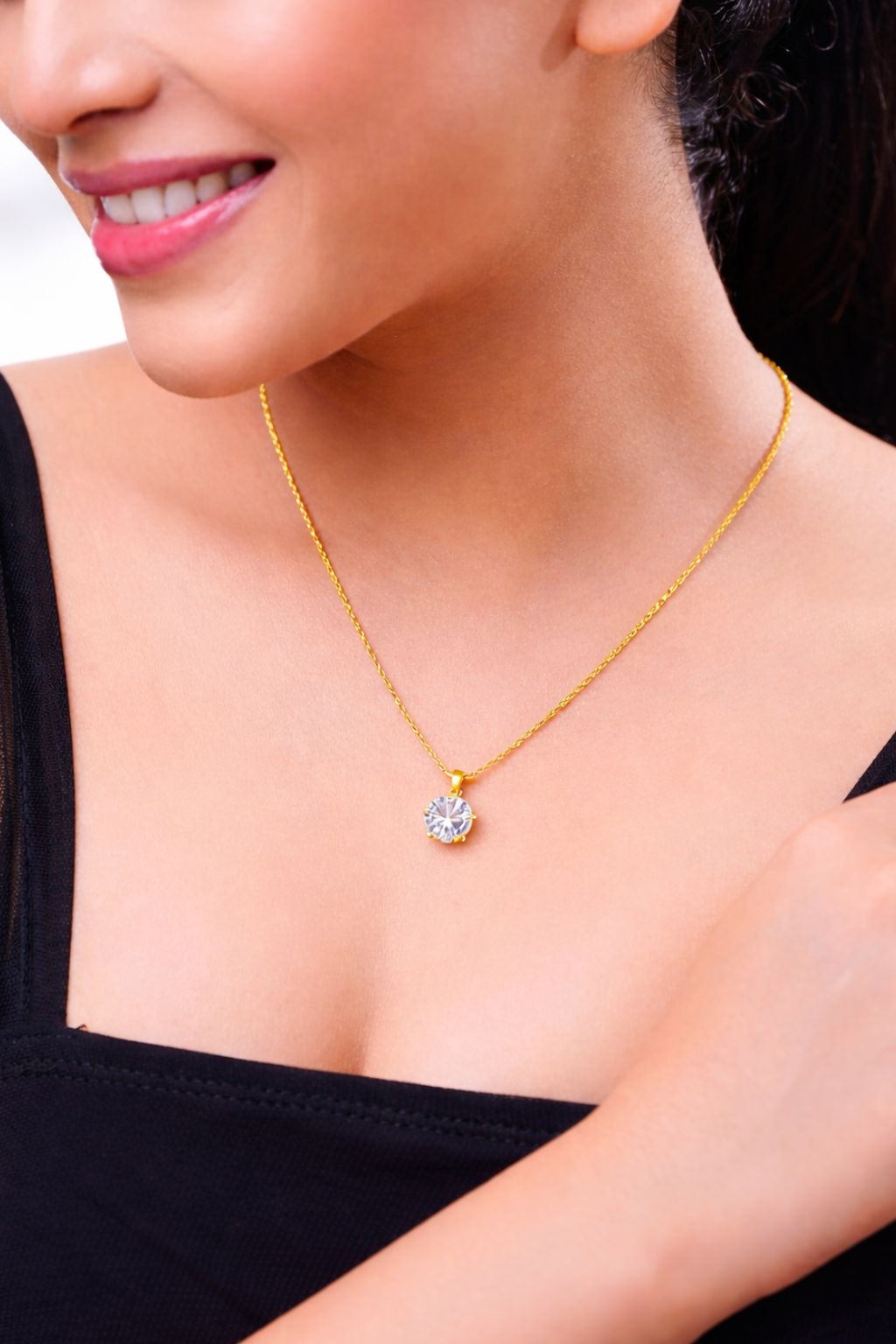 18K Gold Plated Wrapped with Love Solitaire Statement Necklace