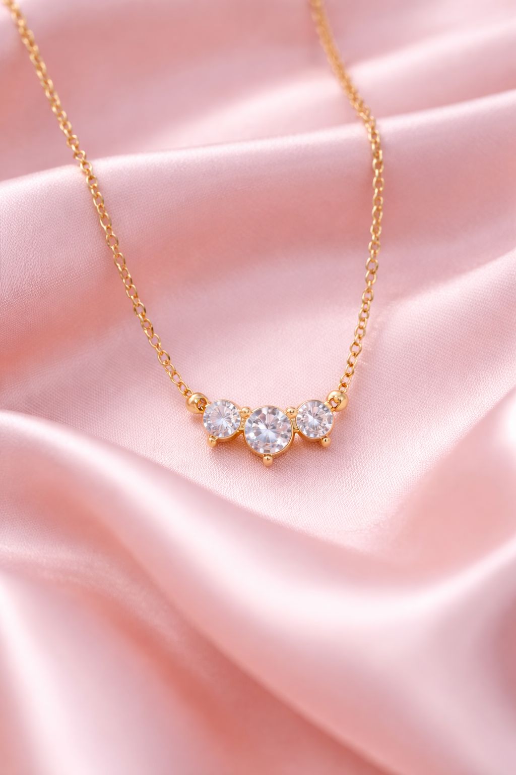18K Gold Plated Trinity Spark Dainty Necklace