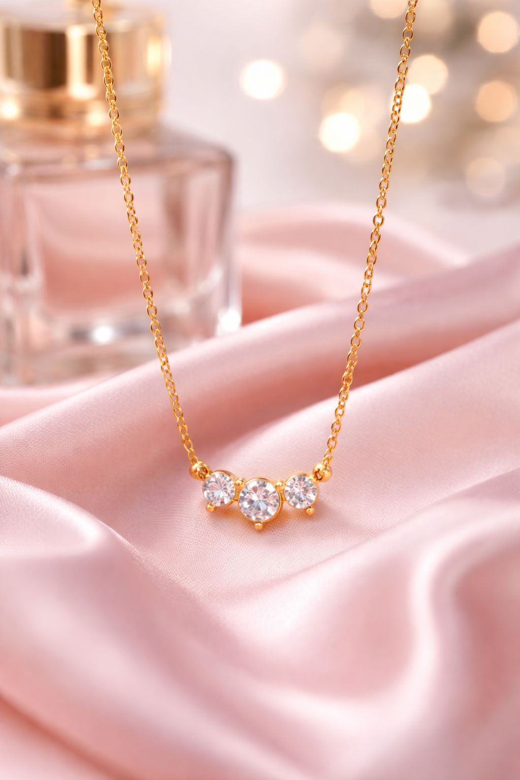 Three Crystal Dainty Necklace