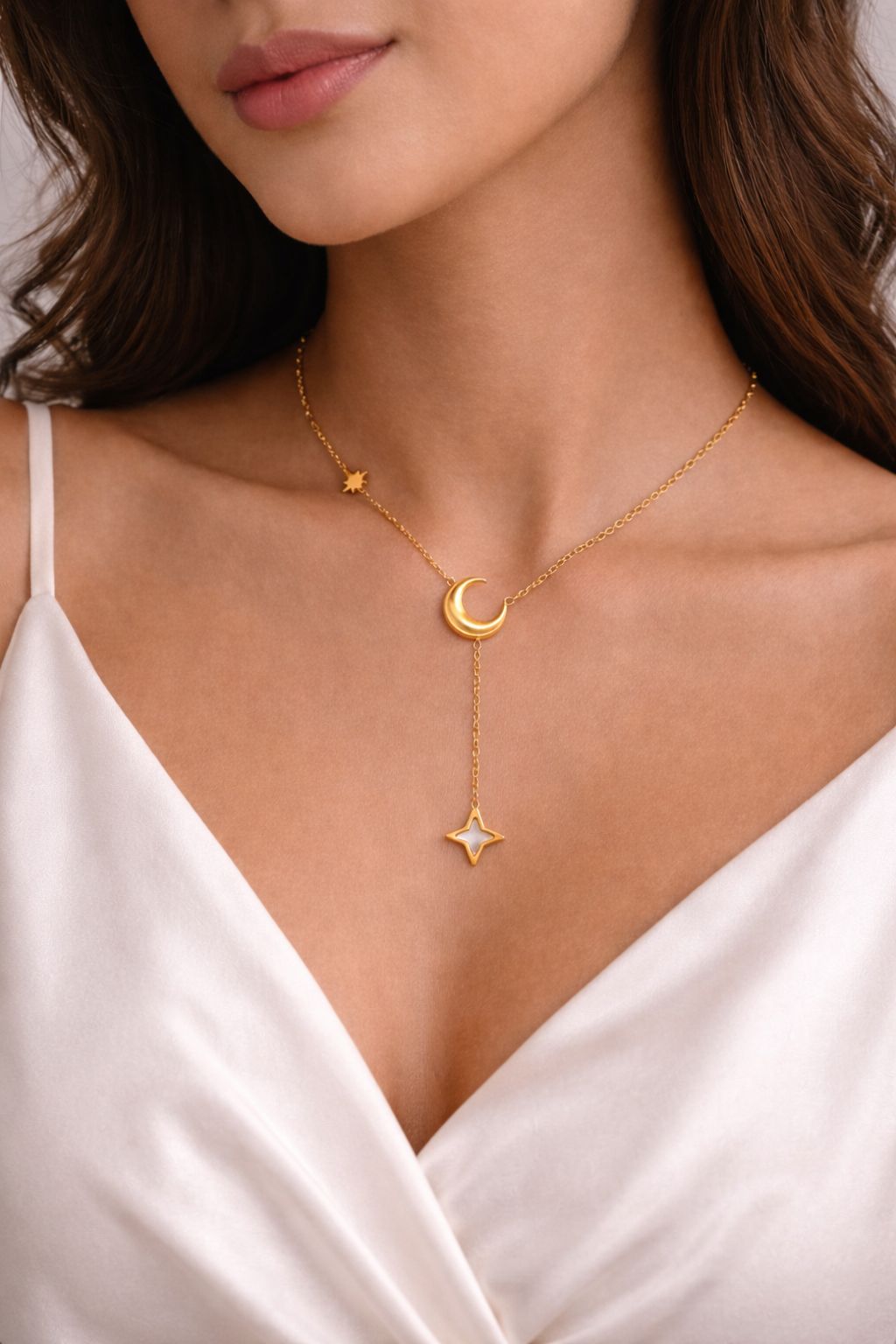 Moon Star Lariat Necklace