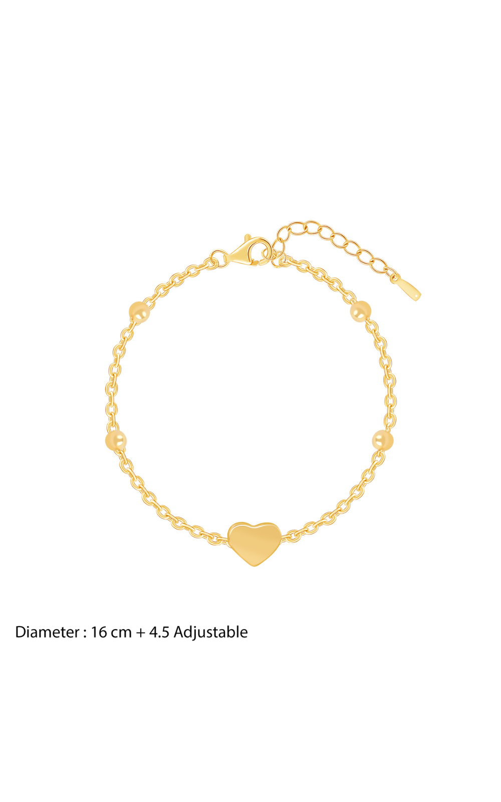18K Gold Plated Heart Chain Beaded Bracelet