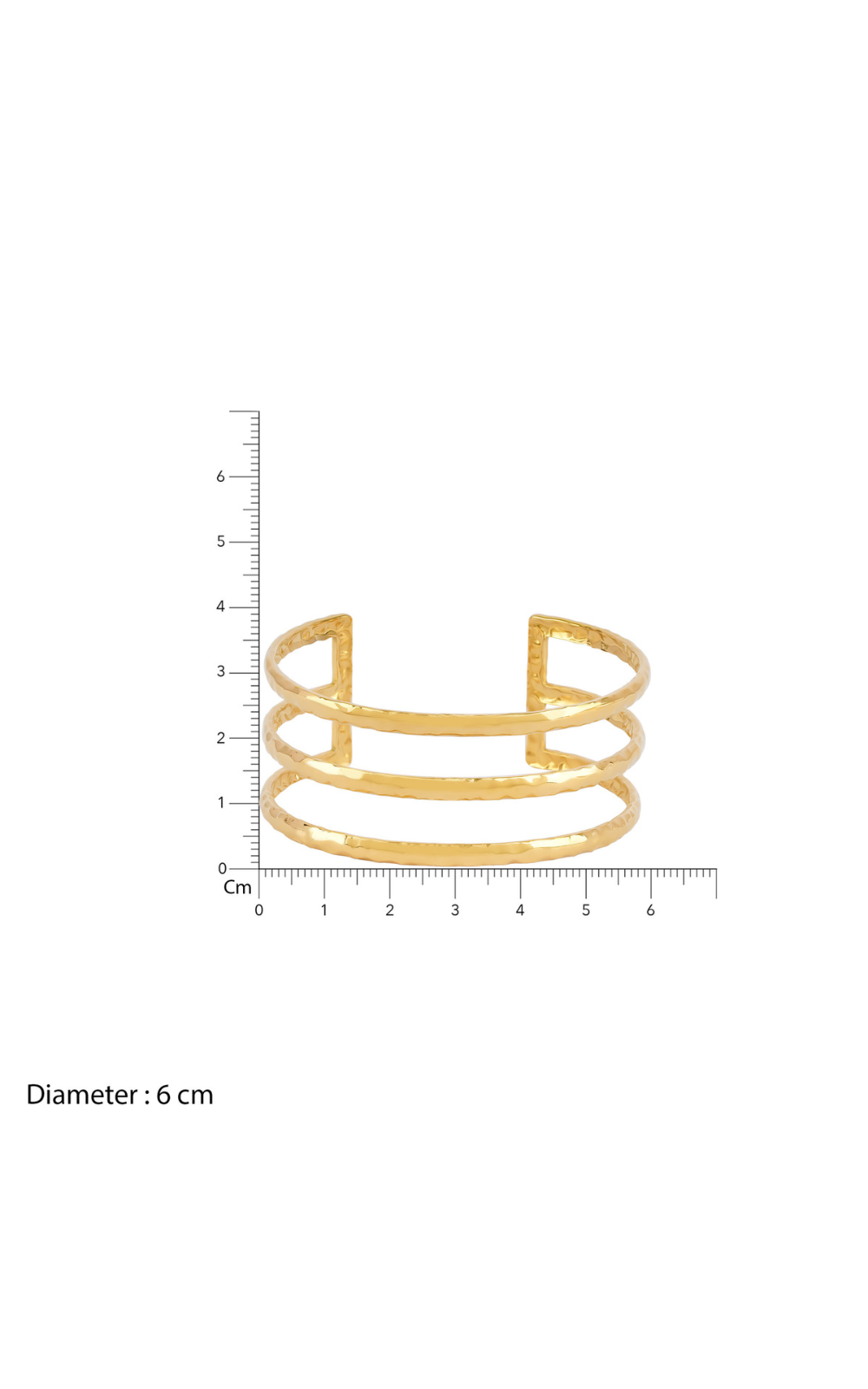 18K Gold Plated Trio Gleam Three-Layer Cuff Bangle Bracelet