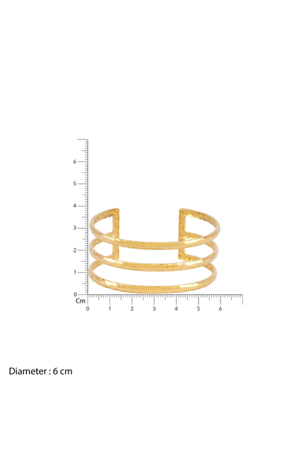 18K Gold Plated Trio Gleam Three-Layer Cuff Bangle Bracelet