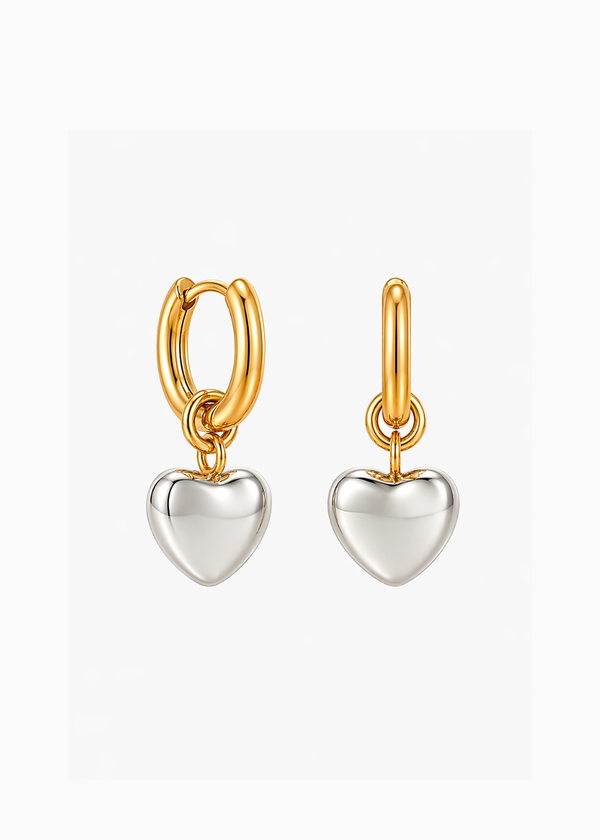 White Heart Drop Hoops