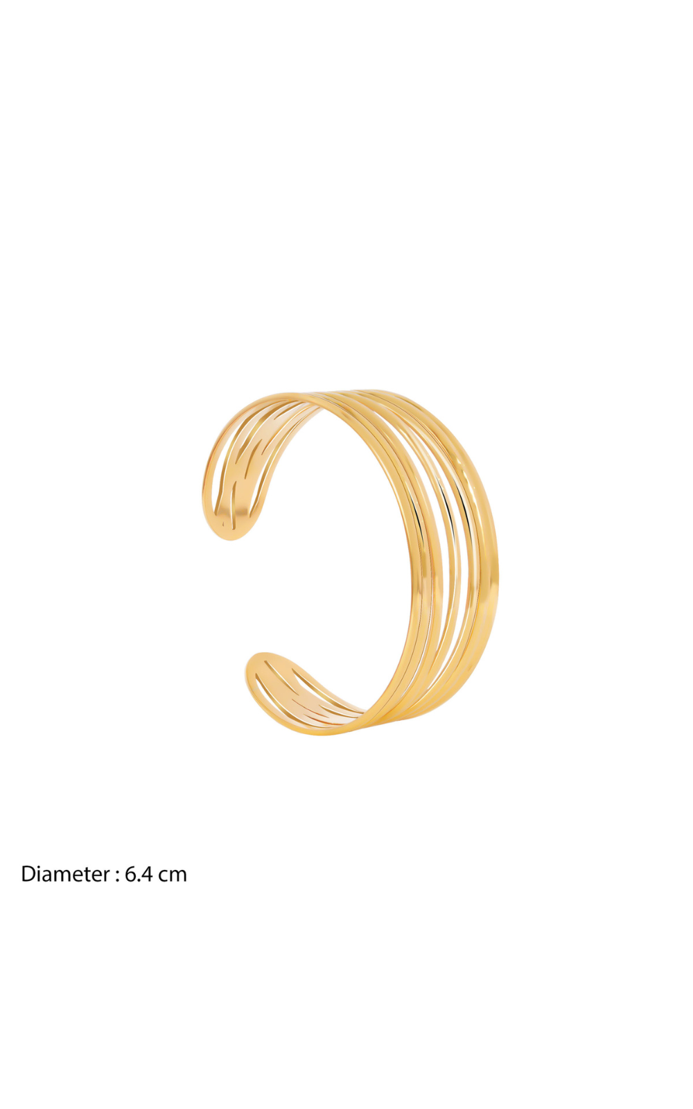 18K Gold Plated Golden Tides Multilayer Open Cuff Bracelet