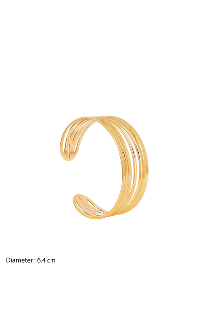 18K Gold Plated Golden Tides Multilayer Open Cuff Bracelet