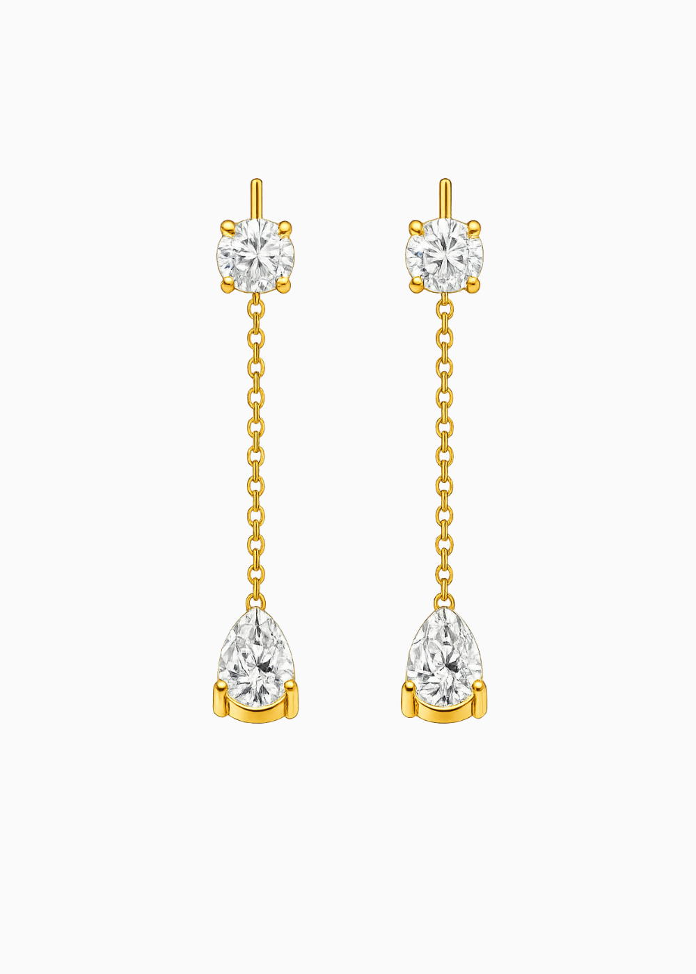 18K Gold Plated Zircon Water Drop Chain Tassel Earrings