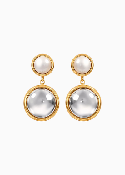 Double Pearl Drop Earrings
