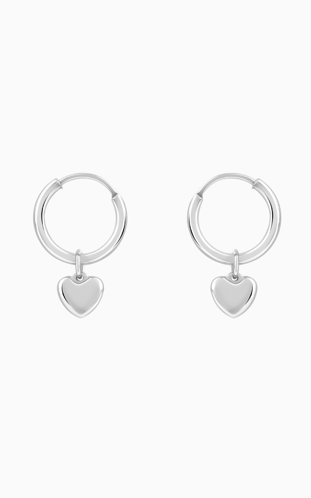 18K White Gold Plated Mini Heart Charm Hoop Earrings