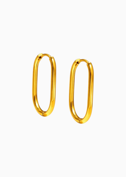 18K Gold Plated Classic Oval Hoop Earrings