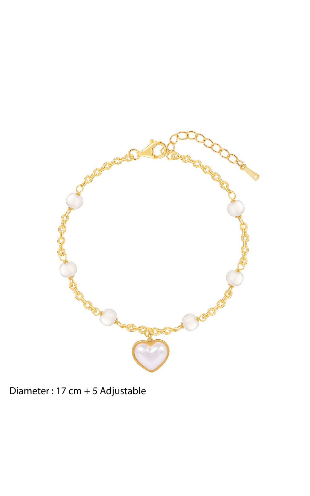 18K Gold Plated Pearl Heart Bracelet