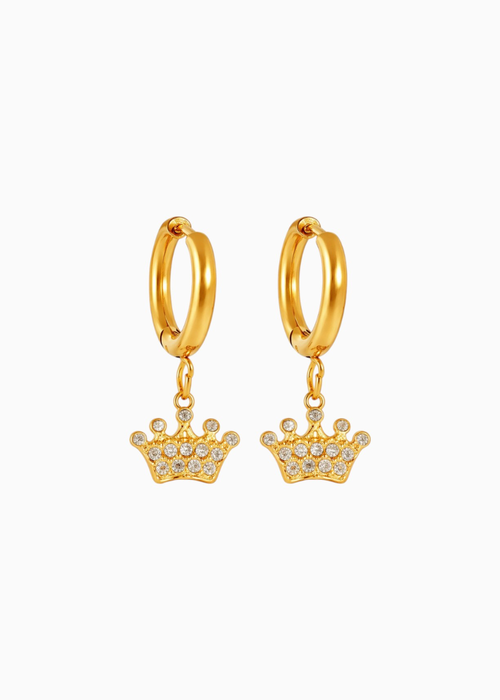 Crystal Crown Charm Hoops