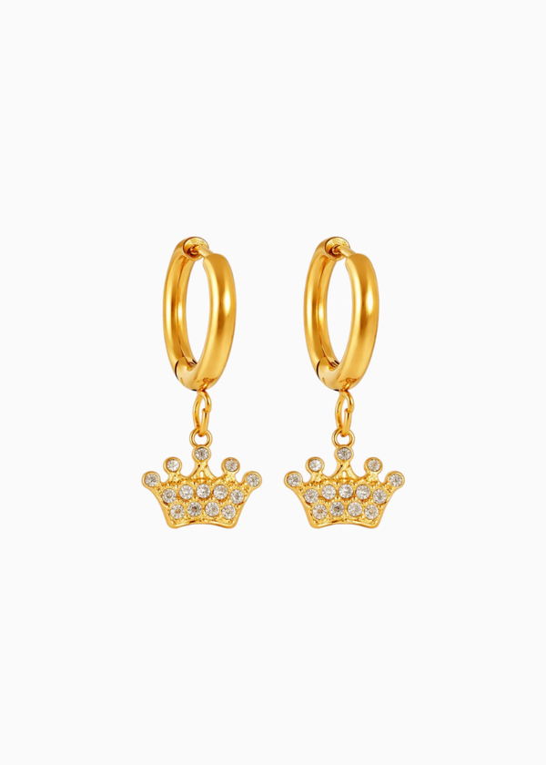 Crystal Crown Charm Hoops