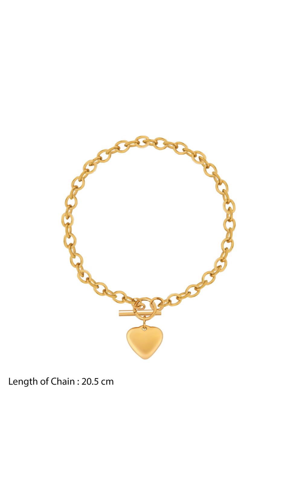18K Gold Plated Heart Charm Buckle Chain Bracelet