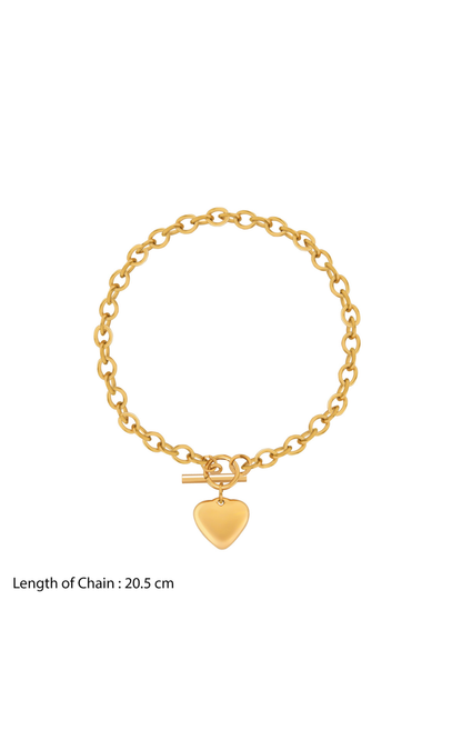 18K Gold Plated Heart Charm Buckle Chain Bracelet