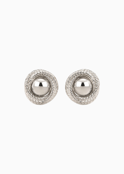 Spiral Disc Stud Earrings Silver