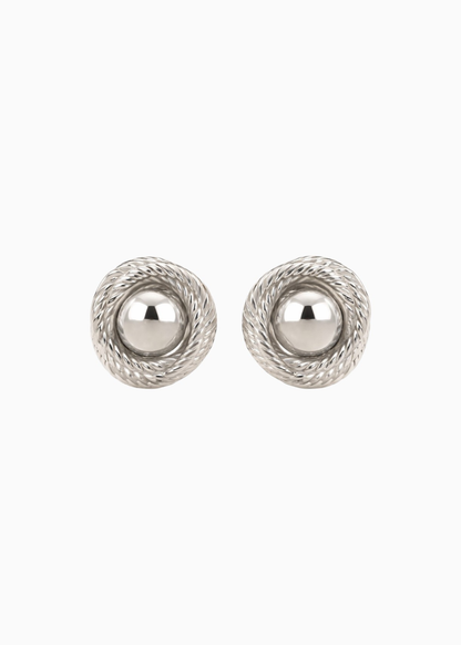 18K White Gold Plated Torque Twist Chunky Silver Stud Earrings
