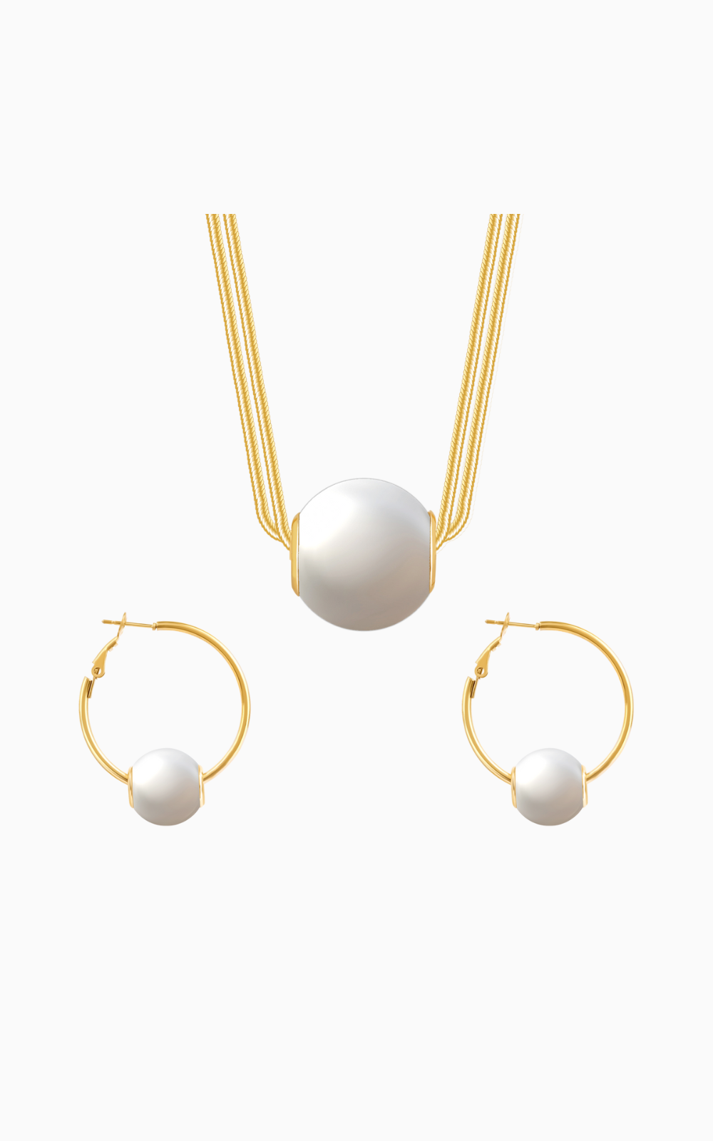 18K Gold Plated Lustre Bloom Pearl Jewellery Set