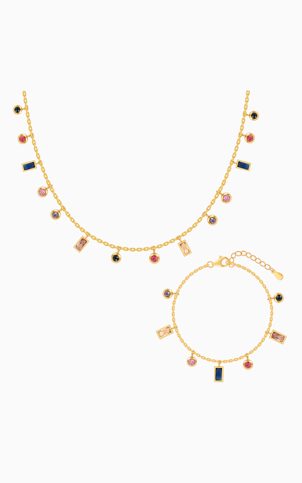 18K Gold Plated Golden Glow Multi-Colored Charms Jewellery Set