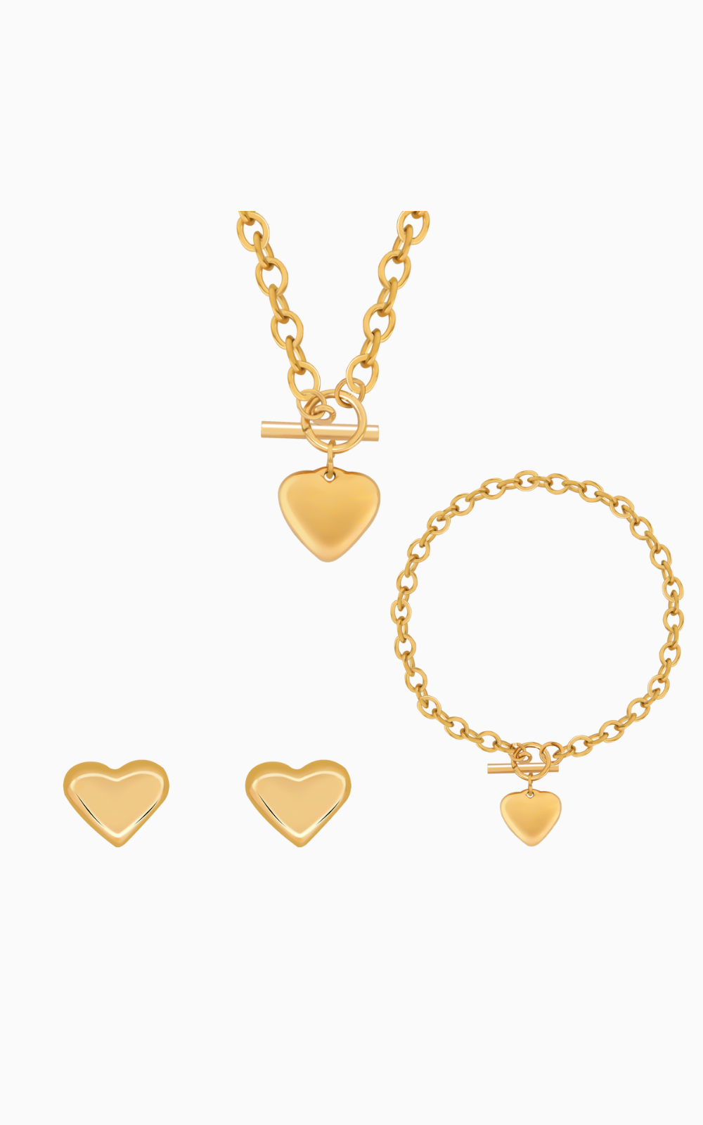18K Gold Plated Buckle Up Heart Jewellery Set of 3