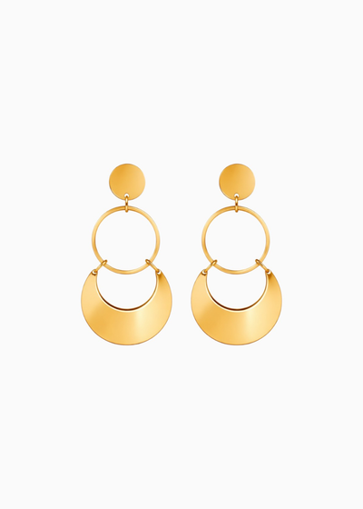 Circle Moon Drop Earrings