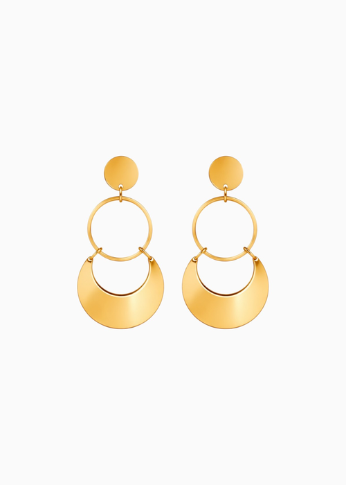 Circle Moon Drop Earrings
