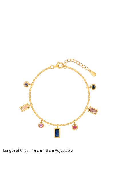 18K Gold Plated Golden Glow Multi Color Charms Bracelet