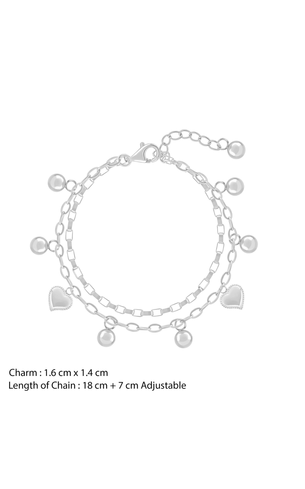 Layered Heart Bracelet Silver