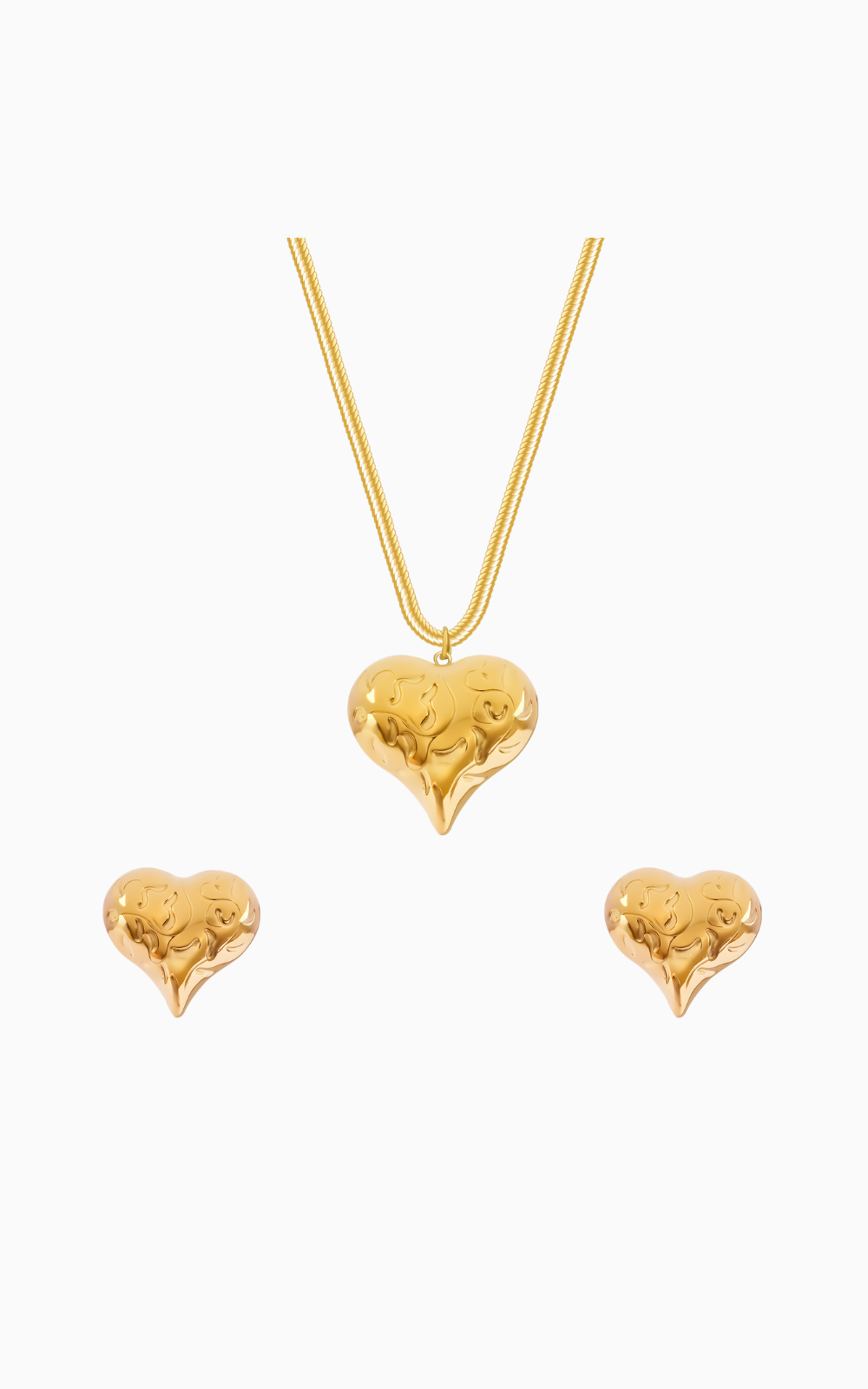 18K Gold Plated Golden Drift Heart Jewellery Set