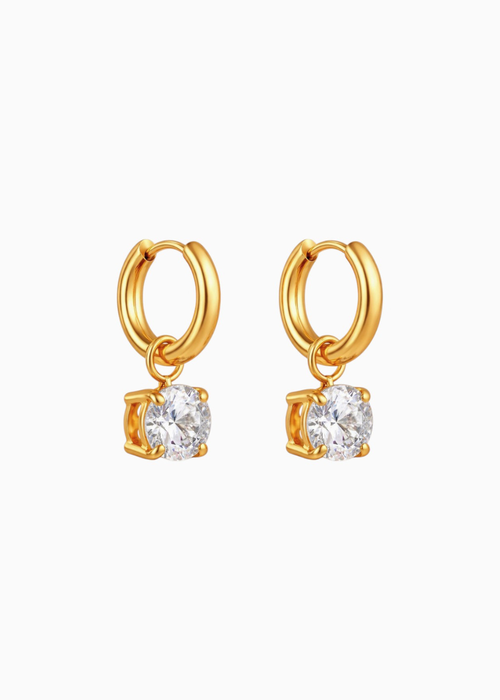 Round Crystal Drop Hoops