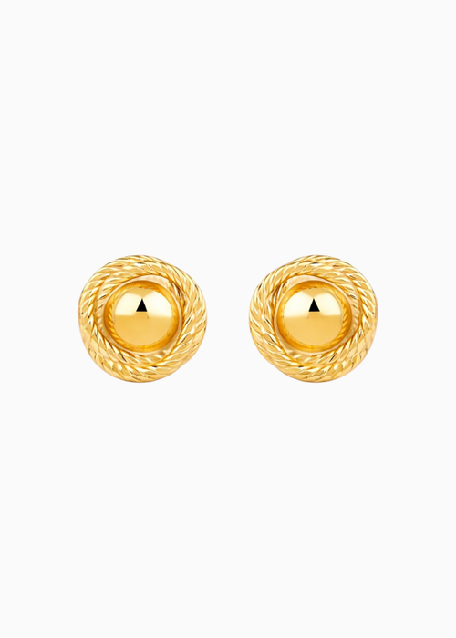 Spiral Disc Stud Earrings Gold