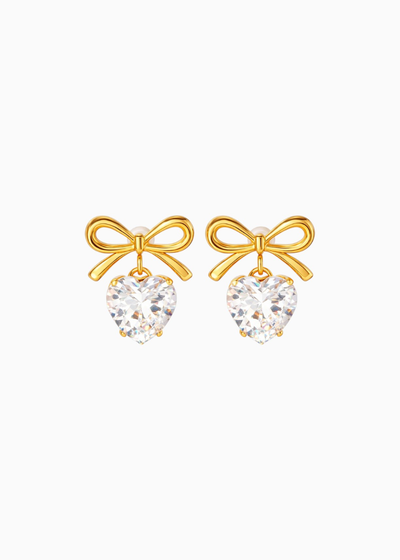 Bow Heart Crystal Drops