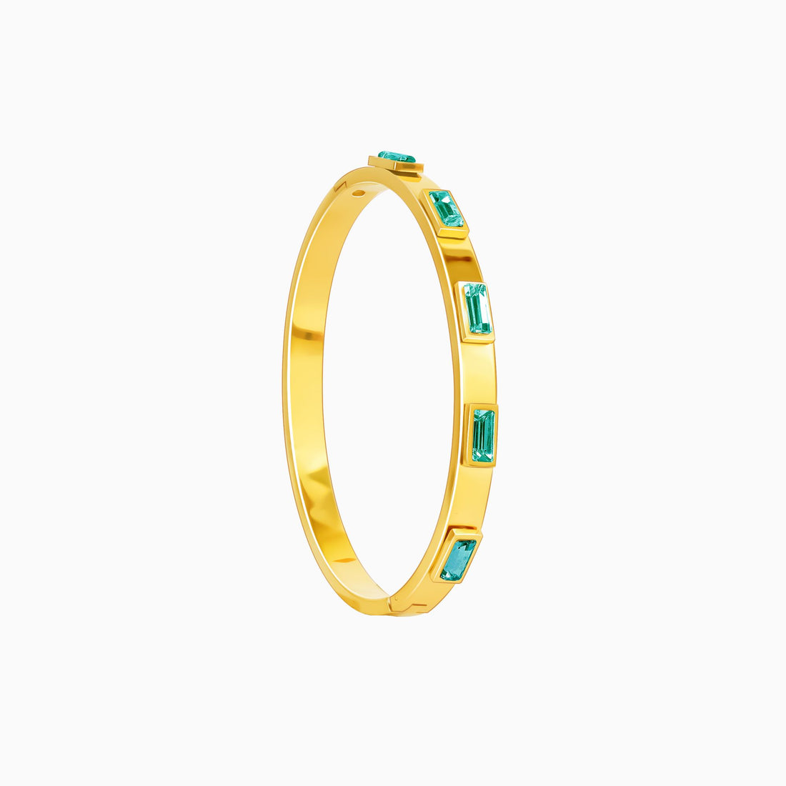 18K Gold Plated Bezel Bangle Bracelet