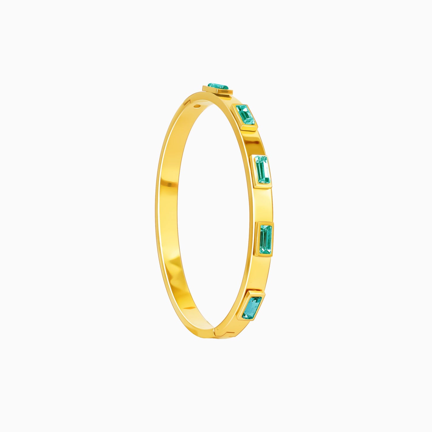 18K Gold Plated Bezel Bangle Bracelet