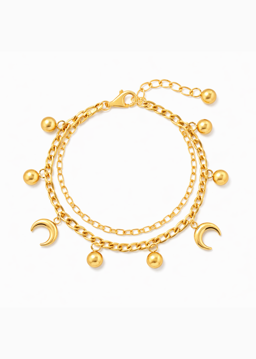 Moon Charm Beaded Bracelet