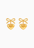 Heart Bow Earrings Gold
