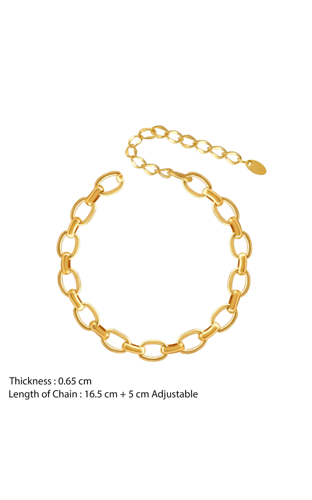 18K Gold Plated Gilded Link Adjustable Link Chain Bracelet