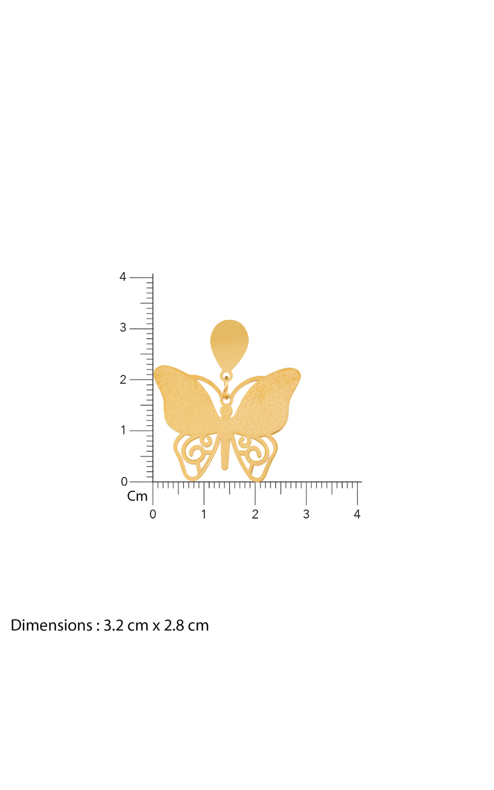 18K Gold Plated Golden Flutter Butterfly Drop Earrings