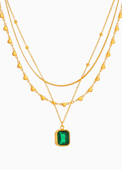 Emerald Triple Layer Necklace
