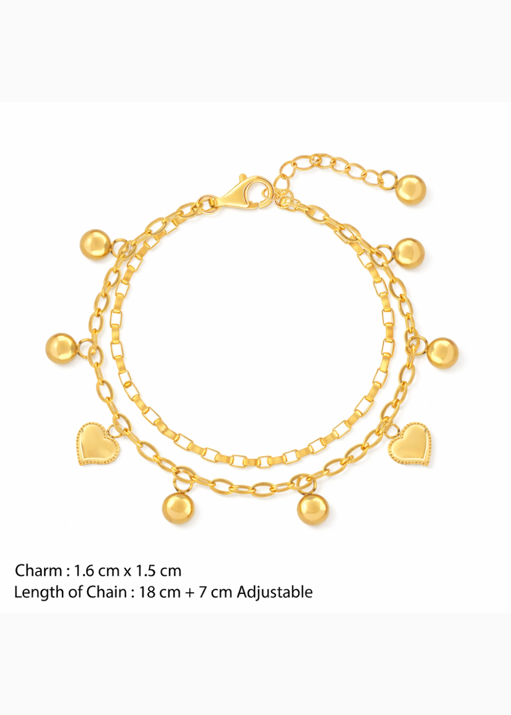 Layered Heart Bracelet Gold