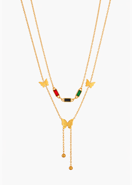 Butterfly Stone Layered Necklace