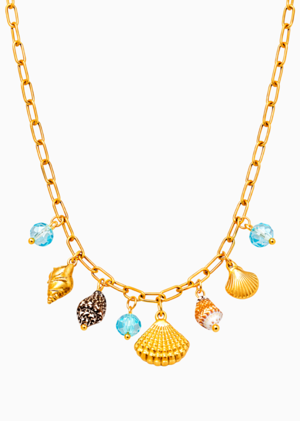 18K Gold Plated Beach Charm Shell Necklace