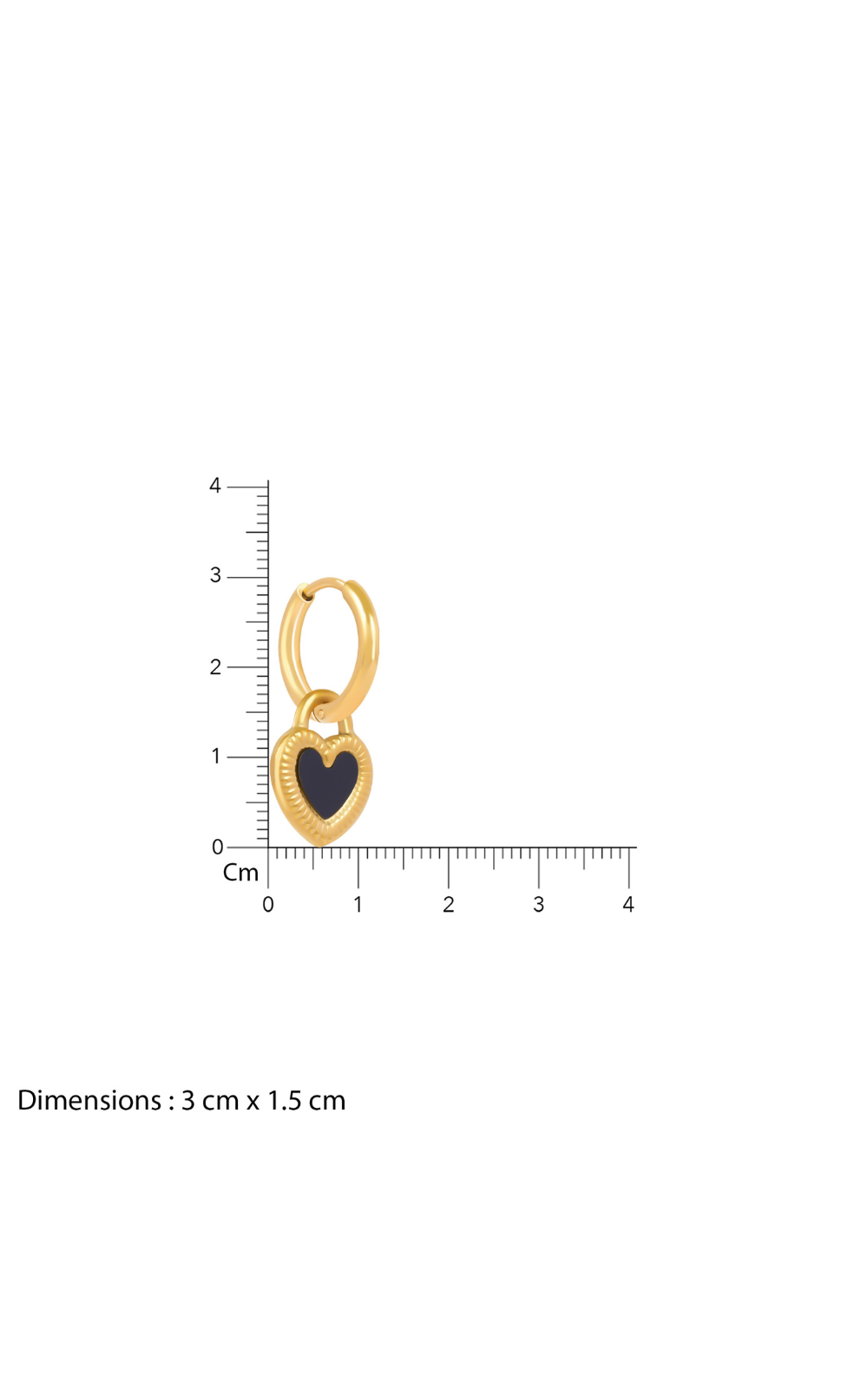 18K Gold Plated Black &amp; White Heart Drop Earrings