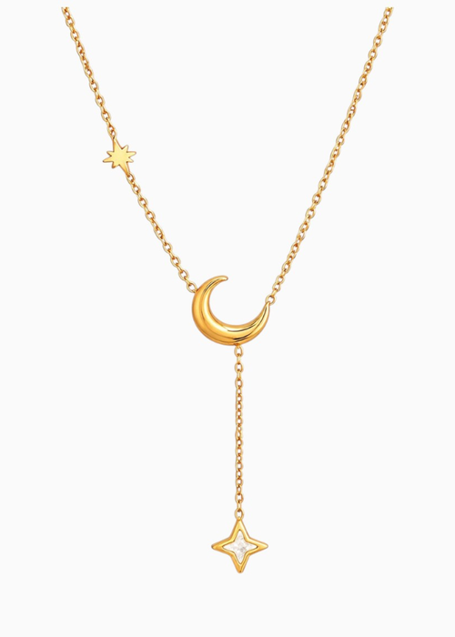 Moon Star Lariat Necklace