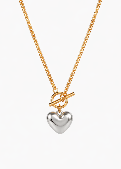 White Heart Toggle Necklace