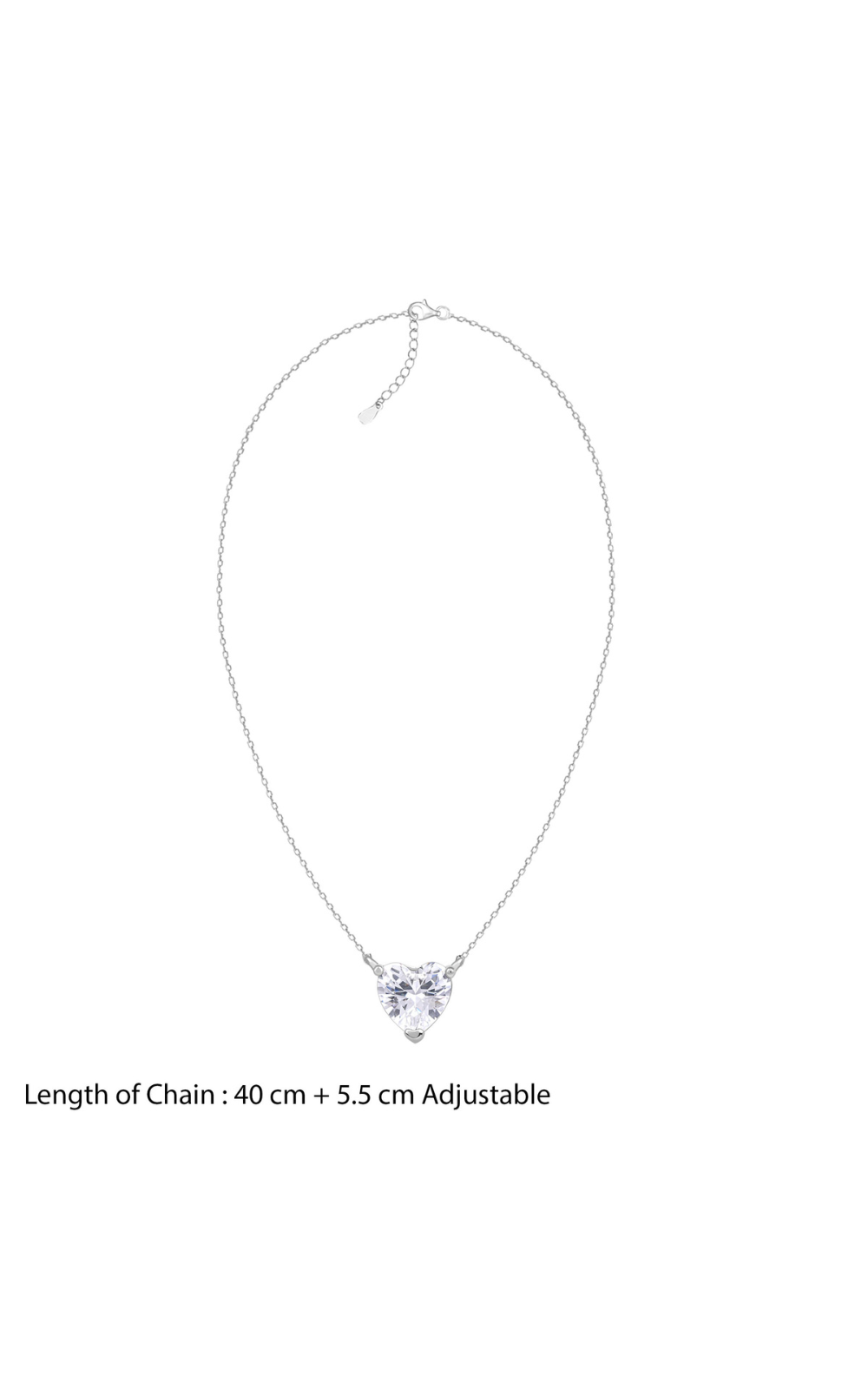 925 Sterling Silver Clear Heart Necklace