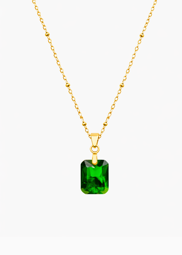 Emerald Pendant Beaded Necklace