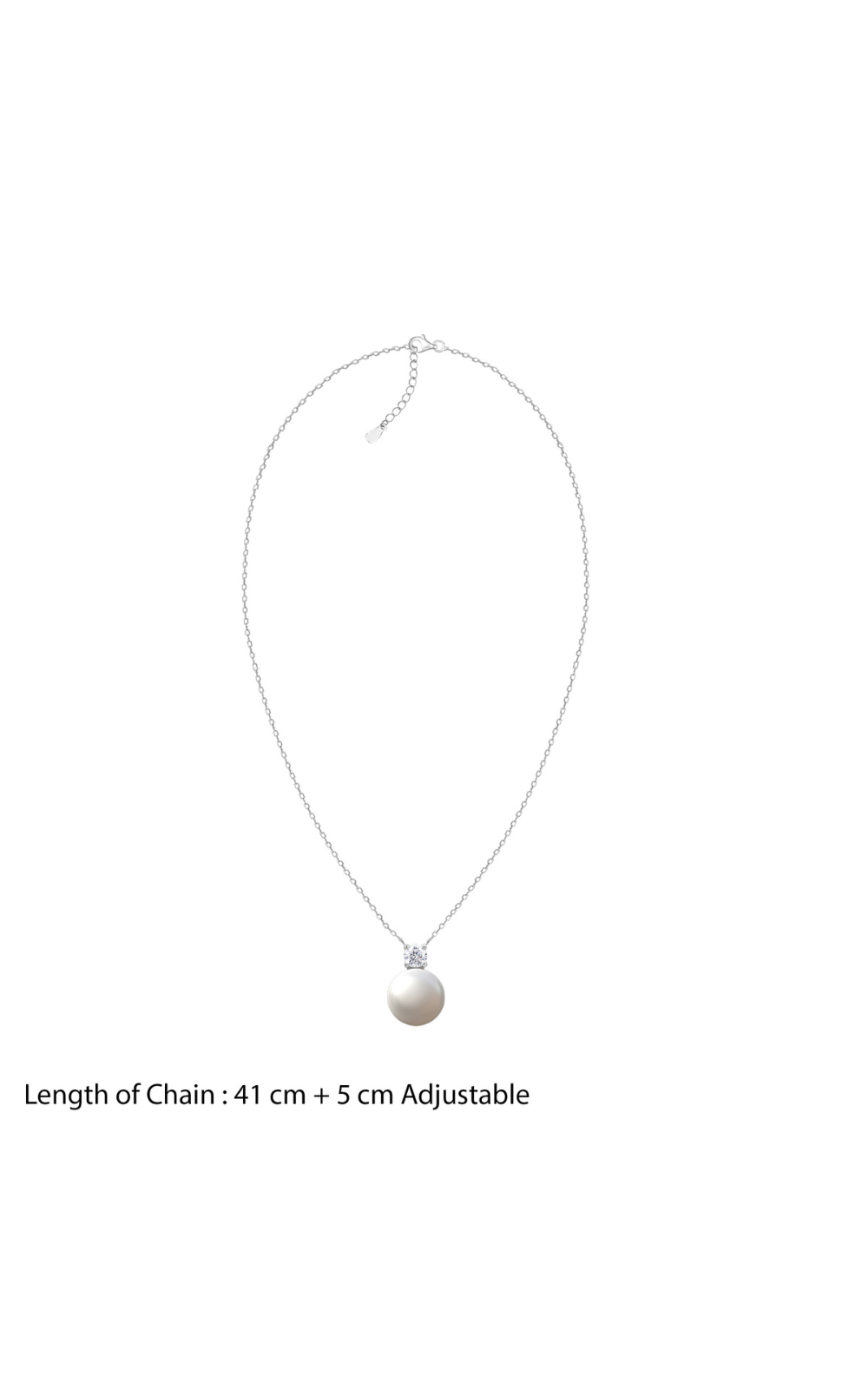 Crystal Pearl Pendant Necklace Silver