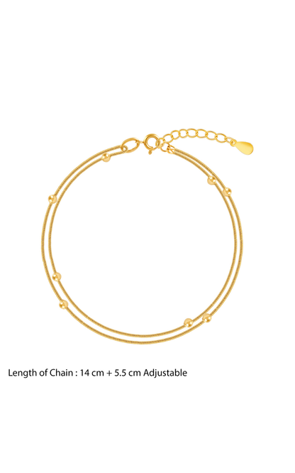 18K Gold Plated Golden Whispers Layered Beaded Snake Chain Bracelet