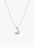 Crystal Pearl Pendant Necklace Silver